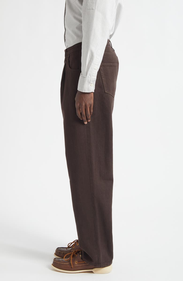 Noah Brushed Back Pleated Organic Cotton Jeans, Alternate, color, Fudge