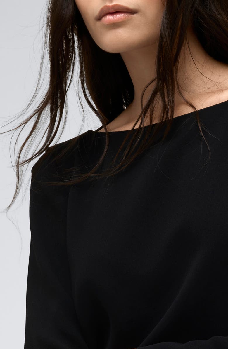 Kenneth Cole Drape Back Long Sleeve Shift Dress, Alternate, color, Black