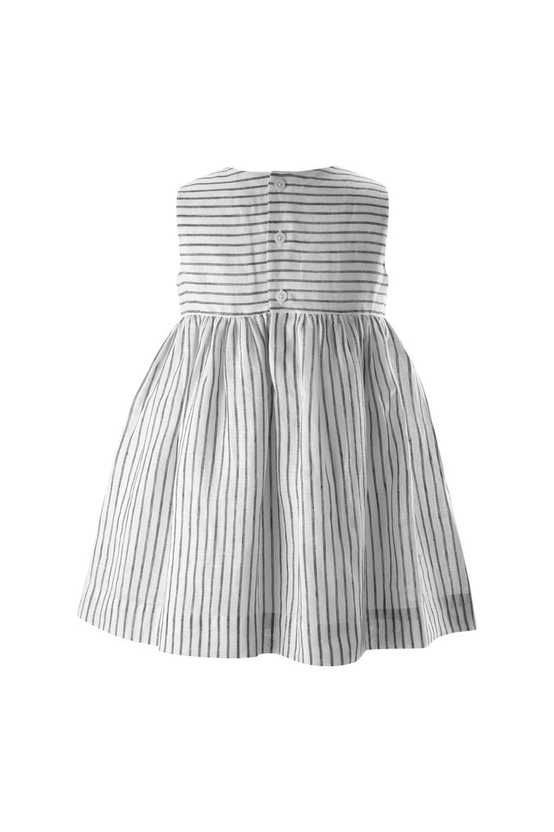 Stripe Linen Bow Dress, Alternate, color, Navy