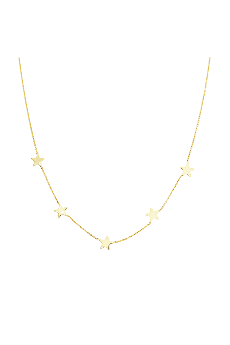 Star Sterling Silver Station Necklace, Main, color, Gold
