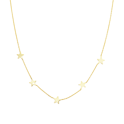 Spero London Star Sterling Silver Station Necklace In Gold