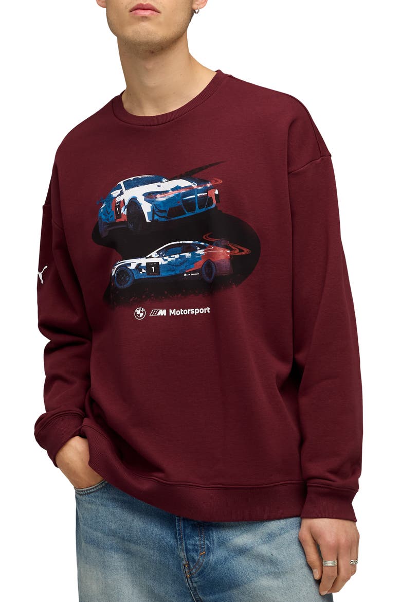 BMW Cotton Graphic Crewneck Sweatshirt, Main, color, RUBY SHIMMER
