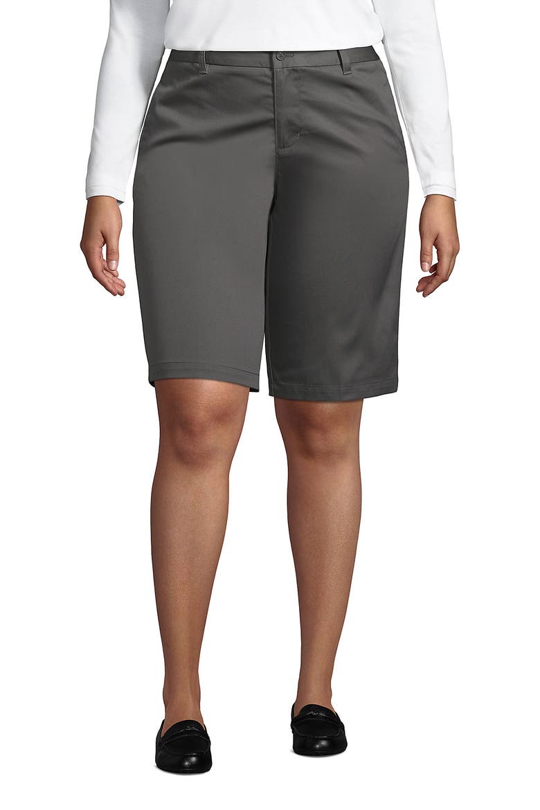 Plus Size Plain Front Blend Chino Shorts, Main, color, Arctic Gray