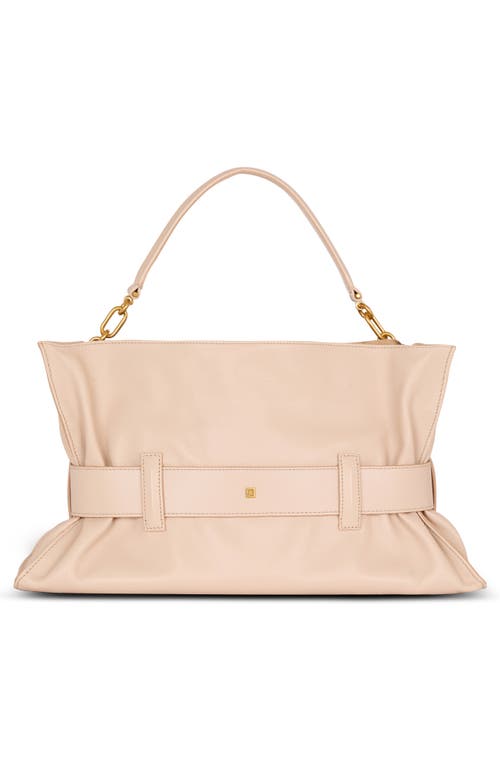 Shop Balmain Medium Anthem Leather Tote In Beige