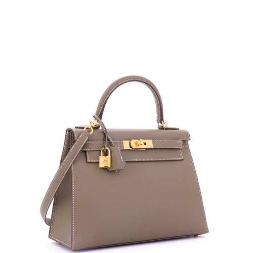 Pre-owned Hermes Hermes Kelly Handbag Grey Epsom With Gold Hardware 28 In Brown