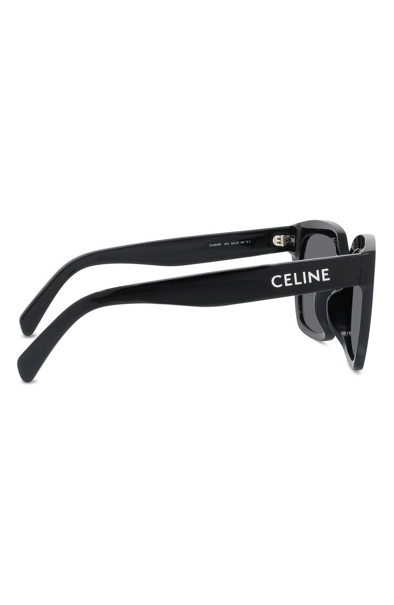 CELINE 56mm Cat Eye Sunglasses, Alternate, color, Shiny Black / Smoke