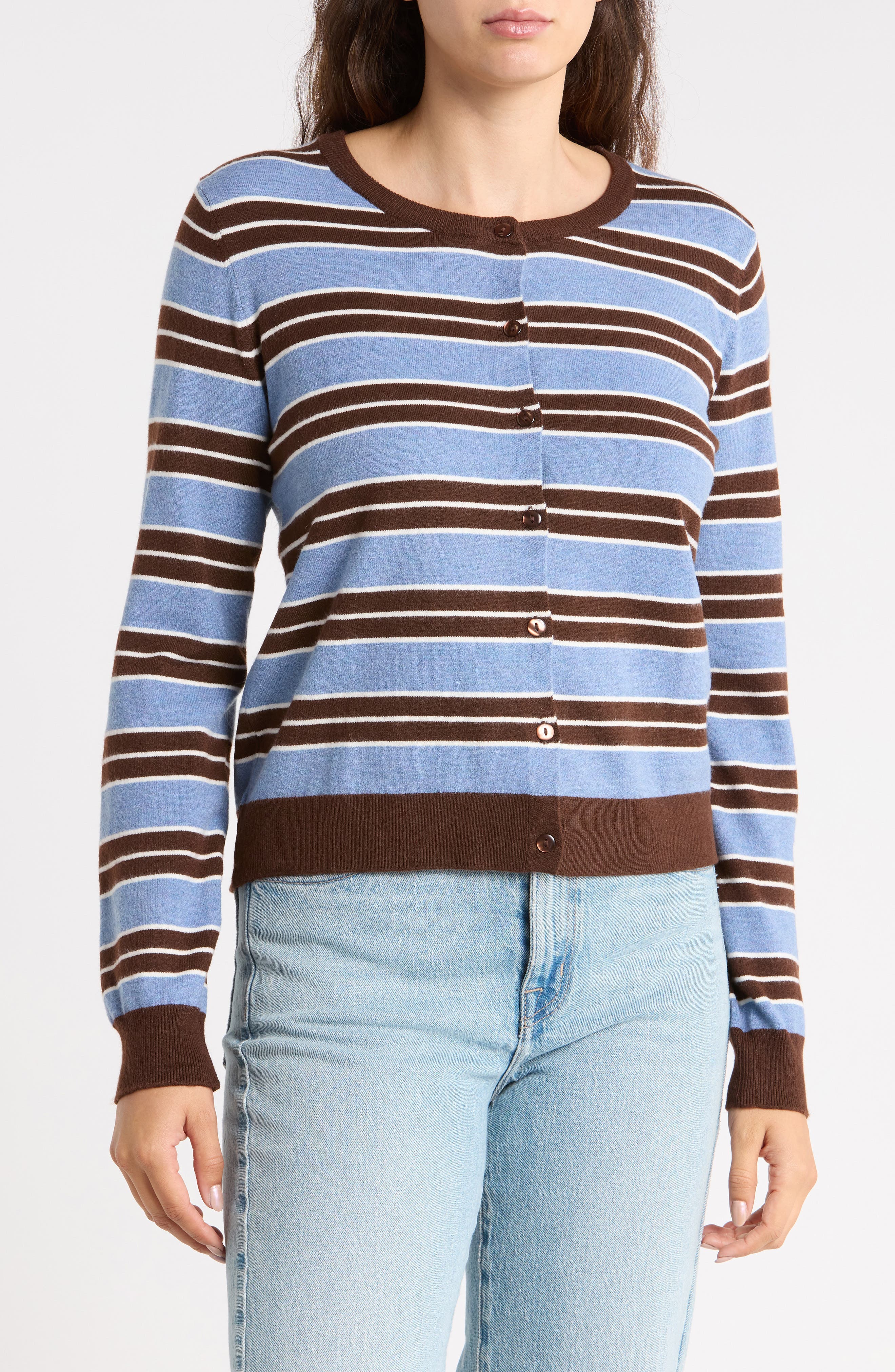 Buttoned Striped Cardigan