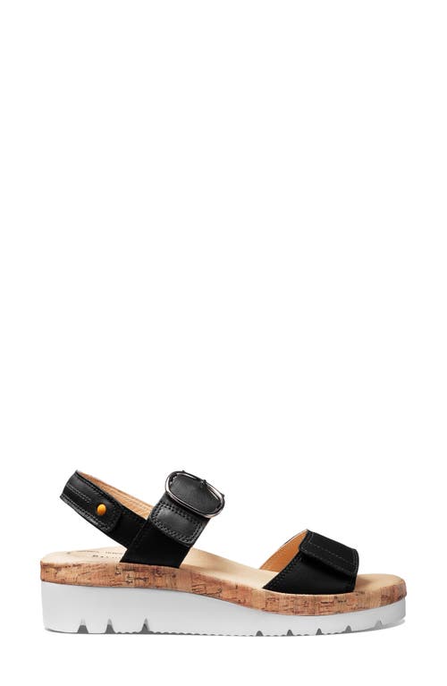 Samuel Hubbard Portola Quarter Strap Wedge Sandal In Black Leather
