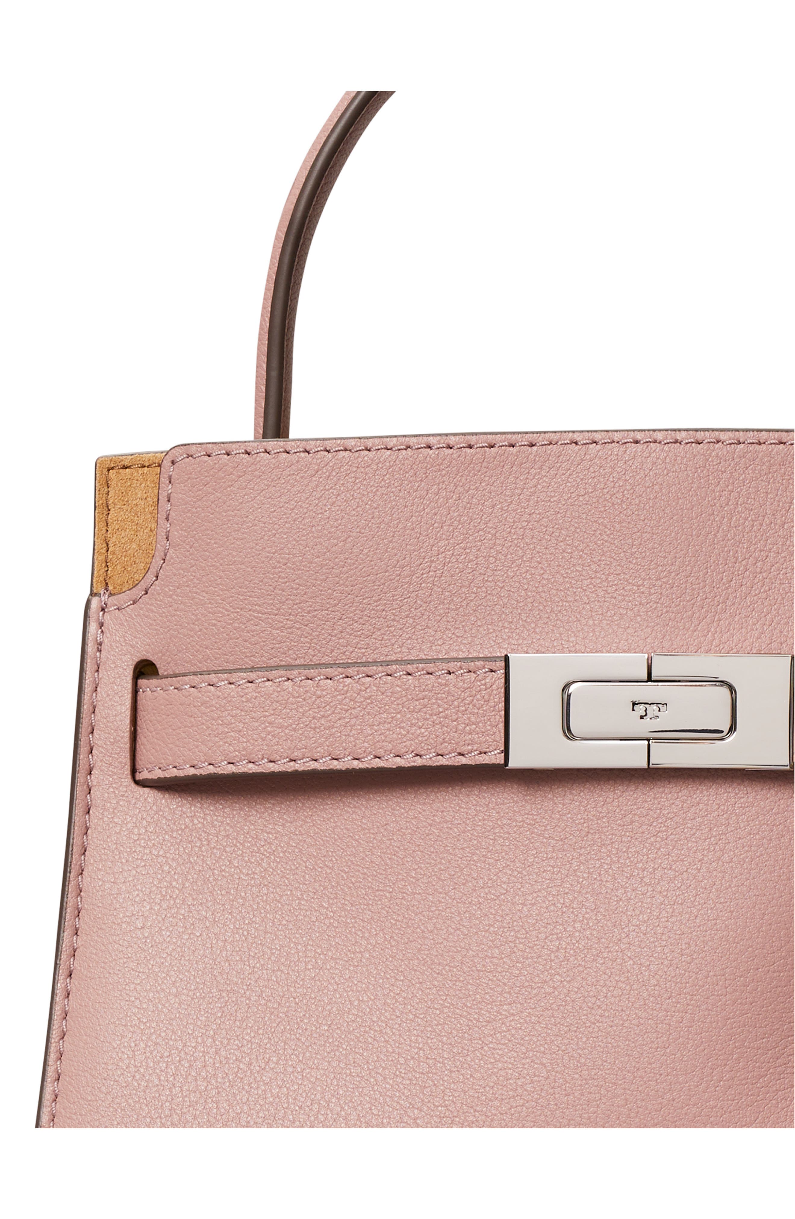 Tory Burch Petite Lee Radziwill Leather Double Bag, Alternate, color, Light Mauve