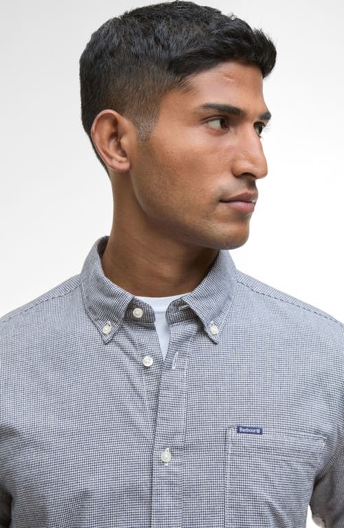 Barbour Huntly Mini Houndstooth Check Cotton Button-down Shirt In Blue