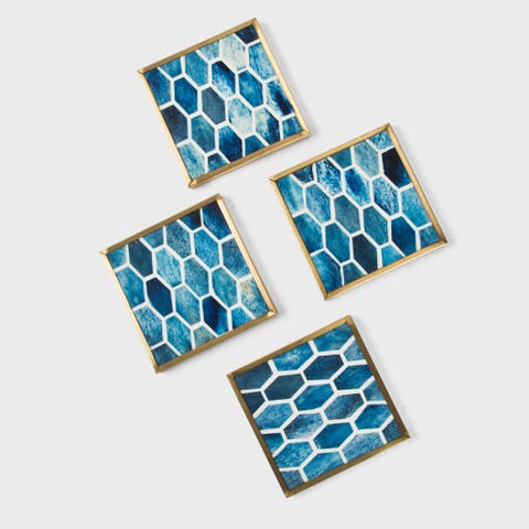 Gramercy Inlay Coasters with Brass Trim