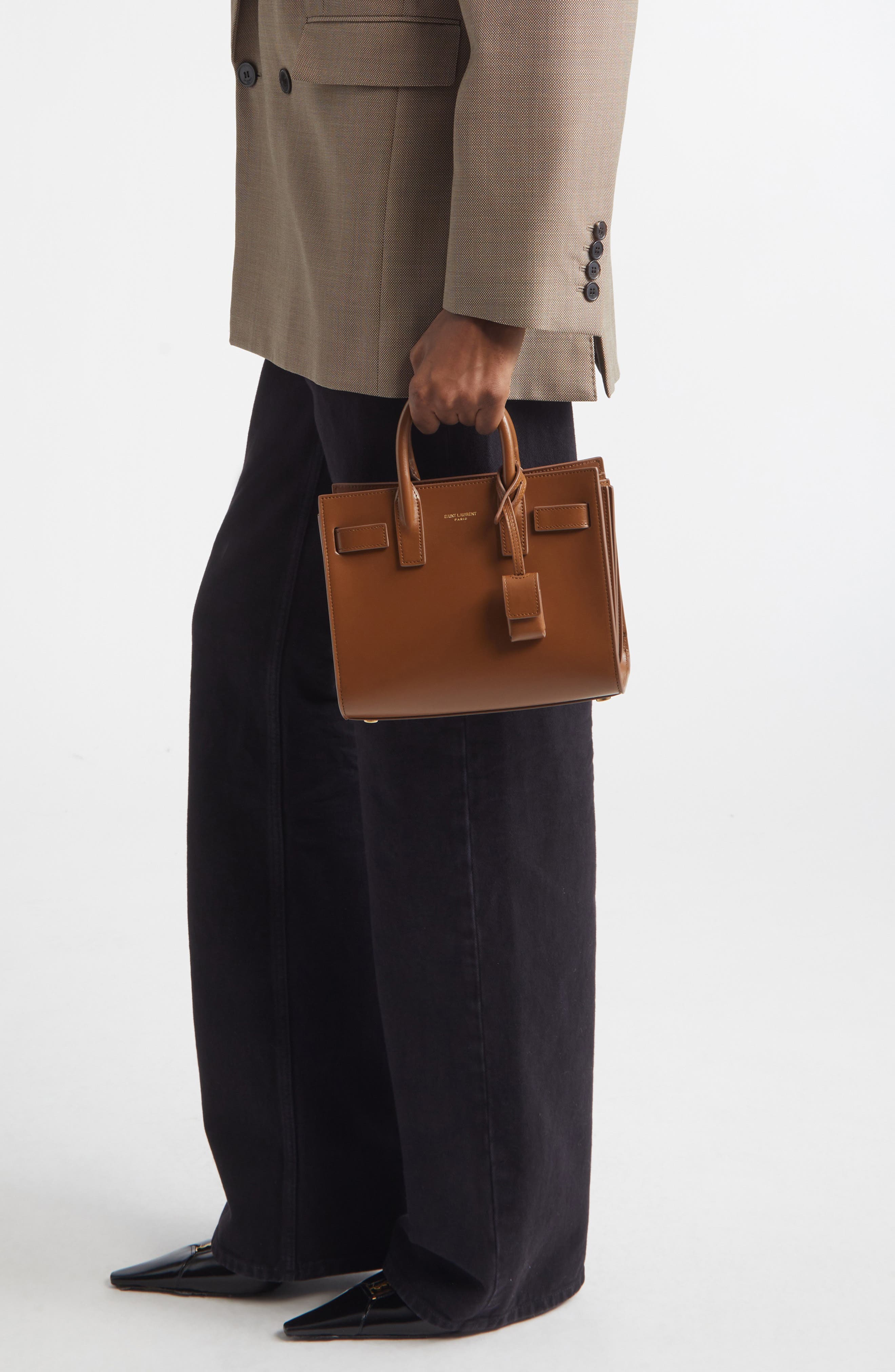 Saint Laurent Nano Sac de Jour Leather Tote, Alternate, color, Fox