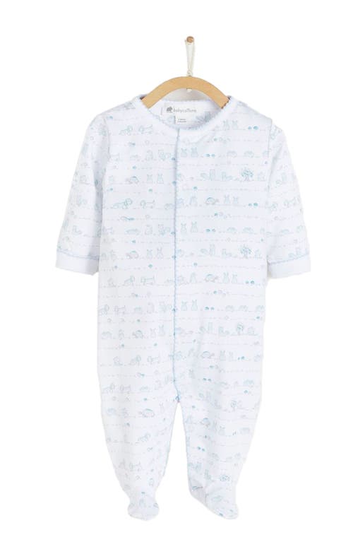 Babycottons Woods Pajama Snap Footie In Blue