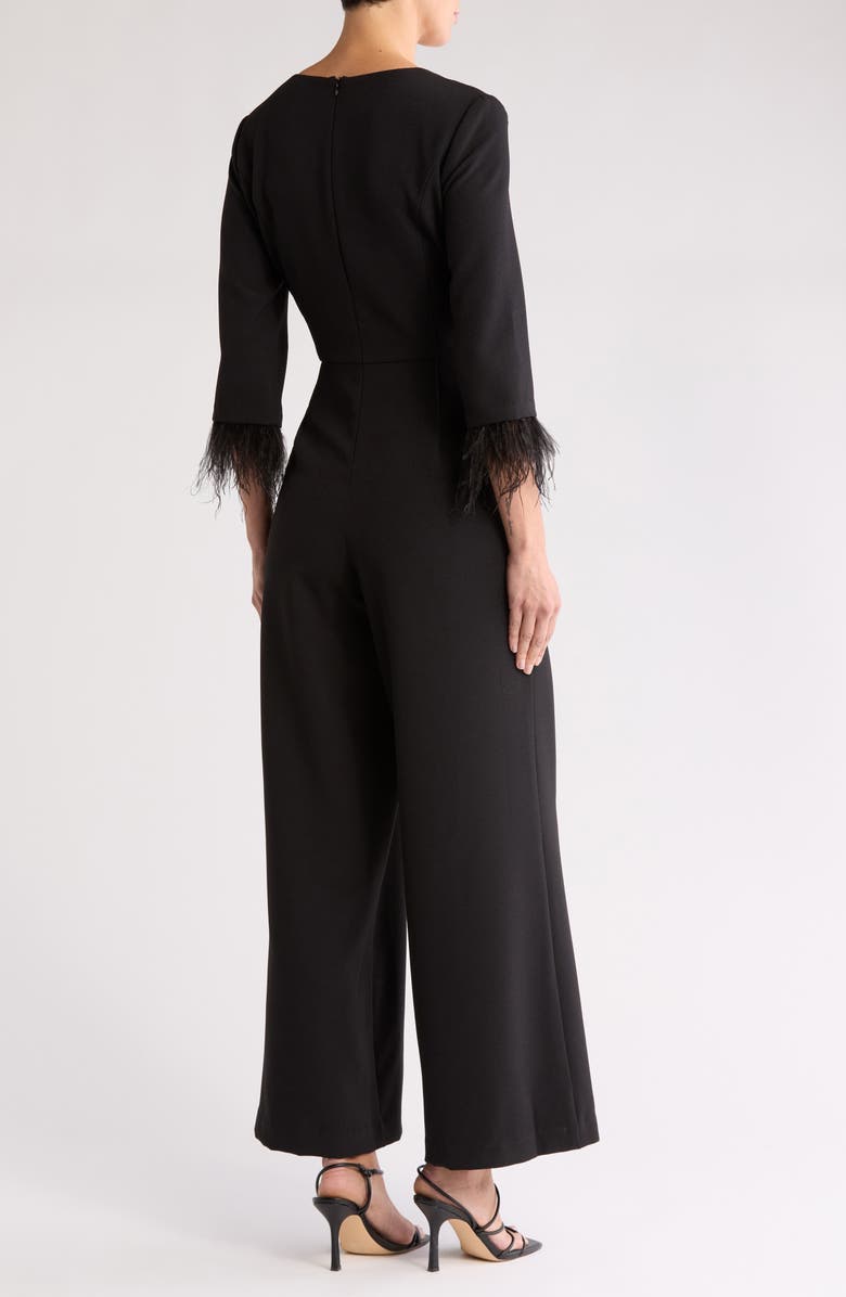 Julia Jordan Feather Trim Jumpsuit, Alternate, color,