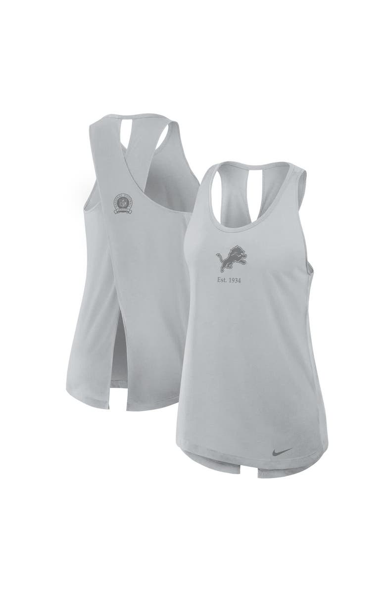 Nike Women's Nike Gray Detroit Lions Glory Crisscross Performance Tank Top, Alternate, color, Gray