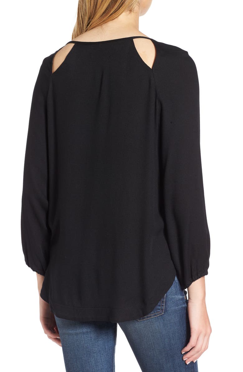 Ella Moss Stella Cutout Lace-Up Blouse, Alternate, color, 