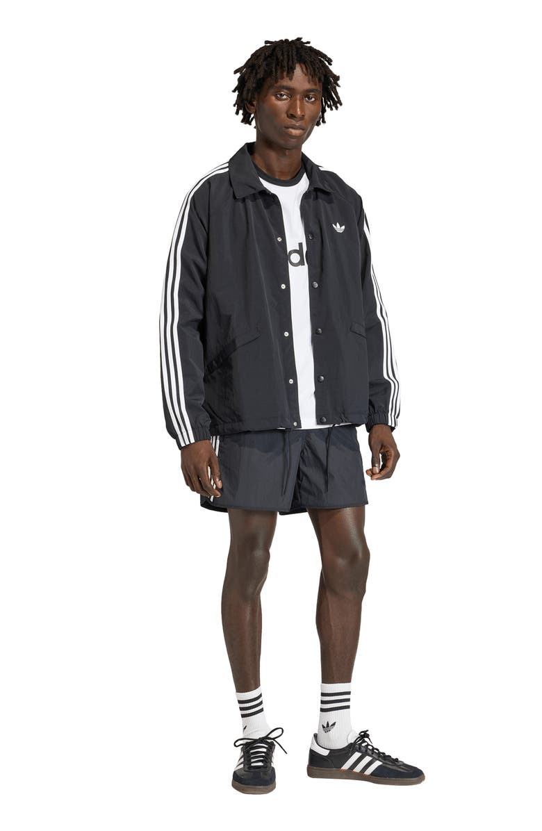 adidas 3-Stripes Snap-Up Nylon Jacket, Alternate, color, Black