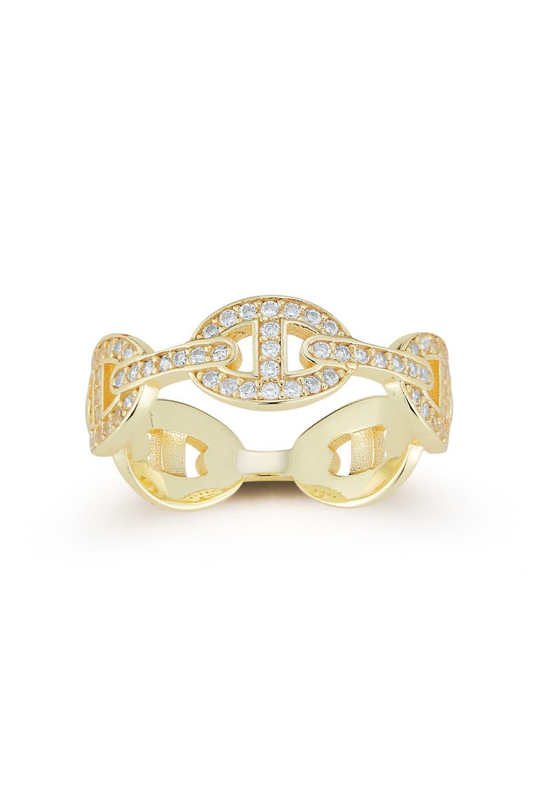 Cubic Zirconia Mariner Chain Ring, Alternate, color, GOLD