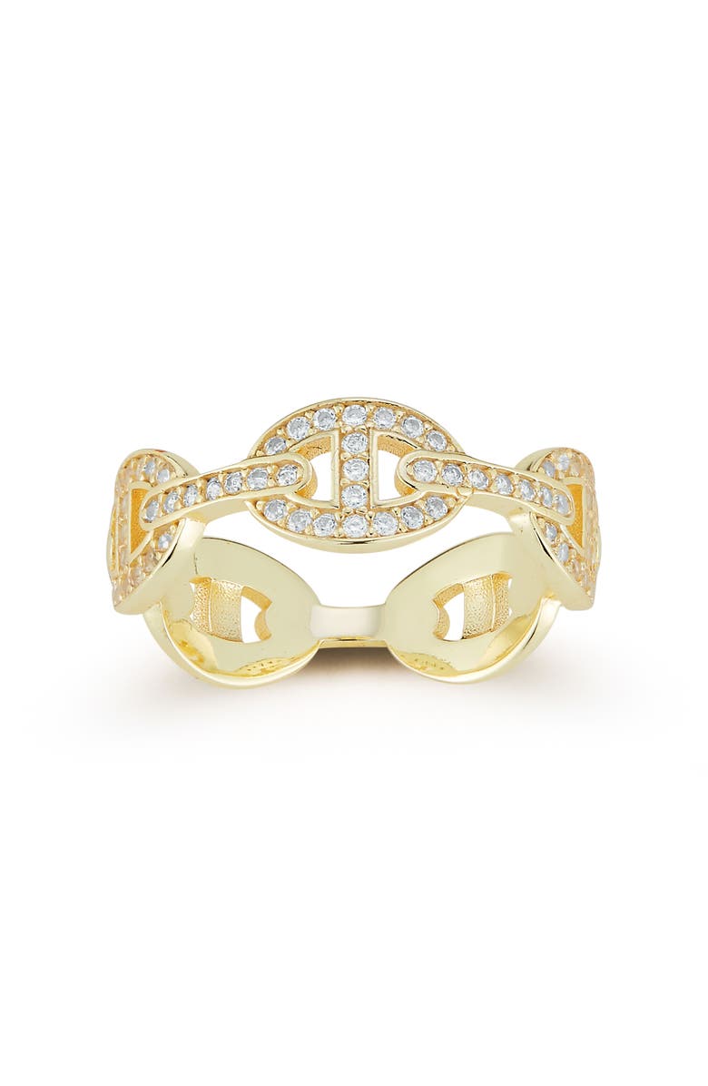 GLAZE JEWELRY Cubic Zirconia Mariner Chain Ring, Alternate, color, Gold