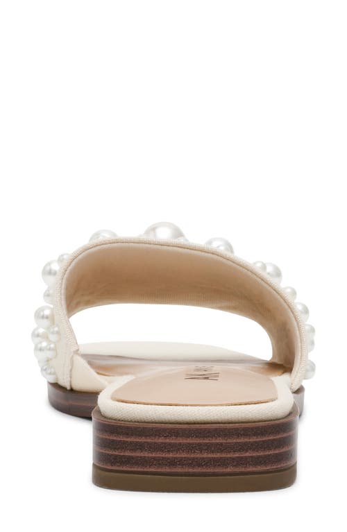 Anne Klein Eugenie Faux Pearl Slide Sandal In Natural