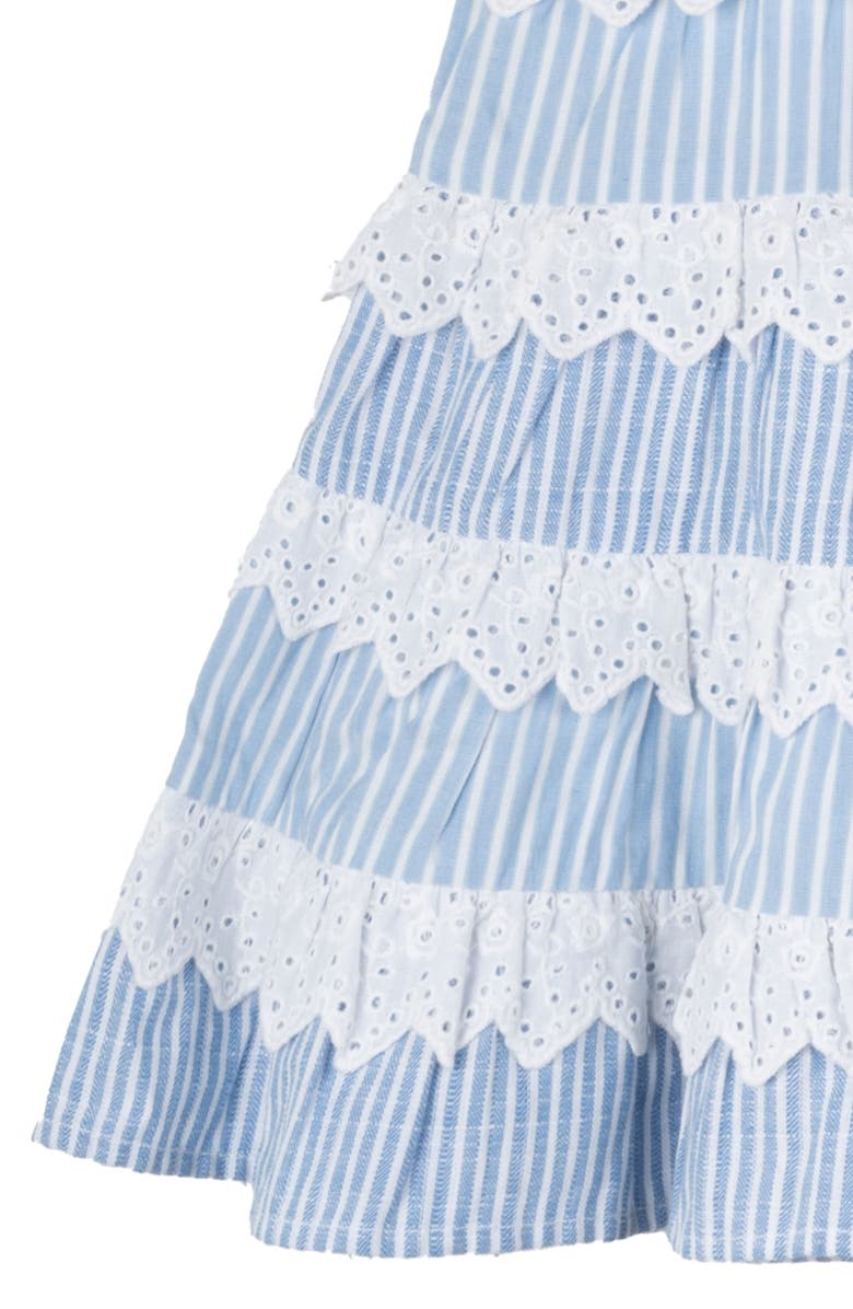 Rare Editions Stripe Tiered Dress & Bloomers Set, Alternate, color, Blue