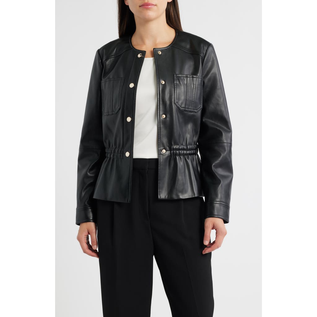 Elie Tahari The Aliza Faux Leather Jacket In Black