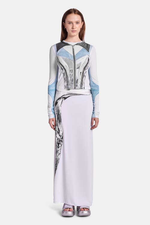Kate Barton Moto Jacket Illusion Print Long Sleeve Top In Multi