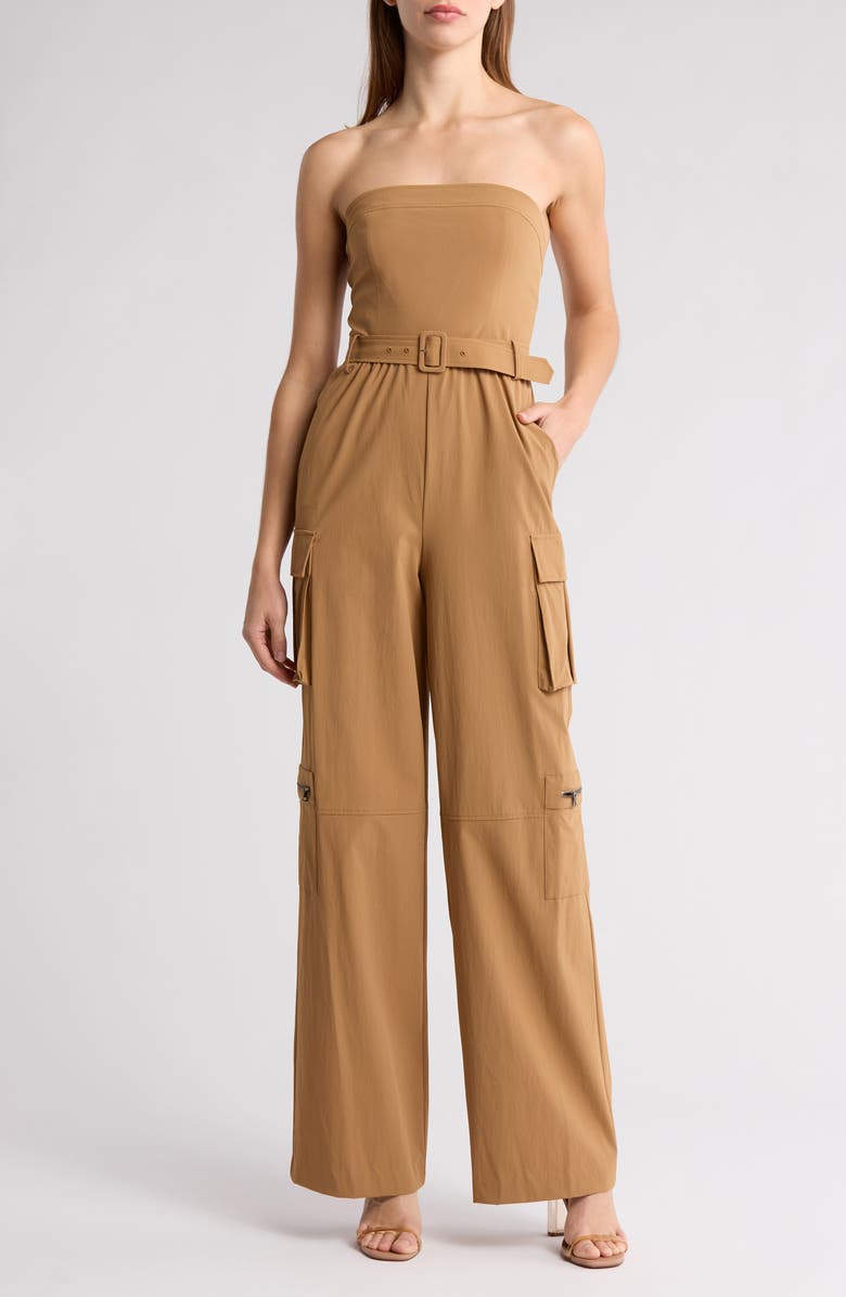 Alice + Olivia Sachiko Strapless Cargo Jumpsuit, Main, color,