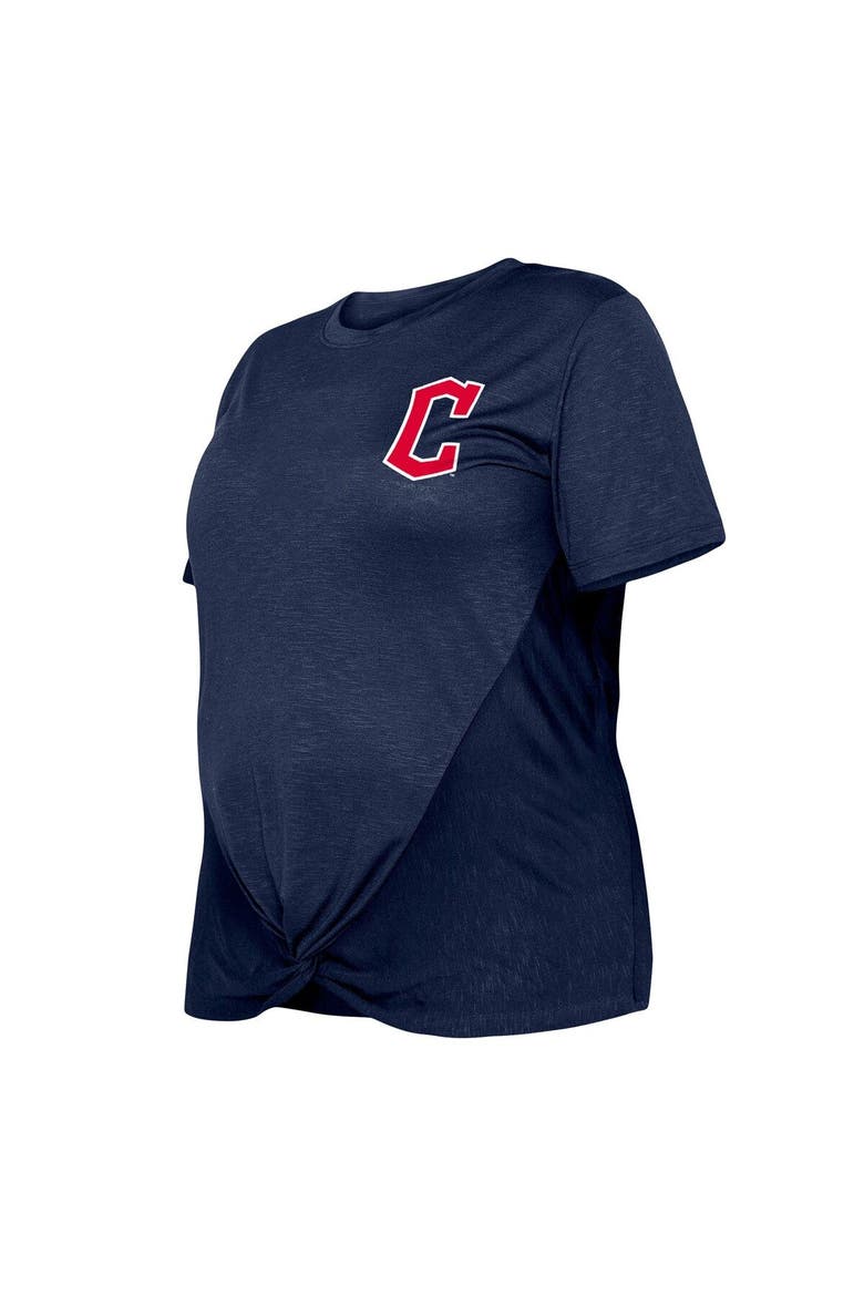 Women's New Era Navy Cleveland Guardians Plus Size Two-Hit Front Knot T-Shirt, Alternate, color, Navy