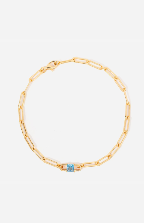 Birthstone Paperclip Chain Bracelet