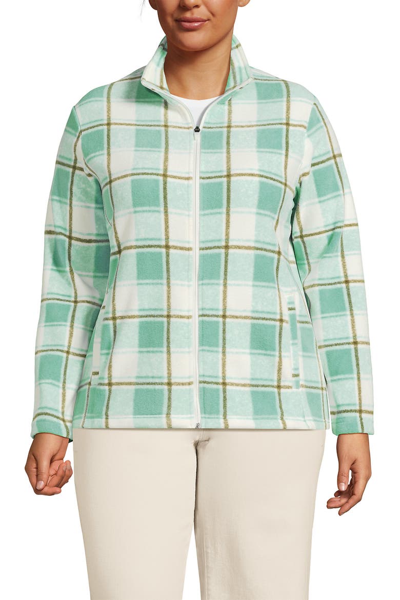Anyweather Fleece Full Zip Jacket, Main, color, Mint Sky Buff Check