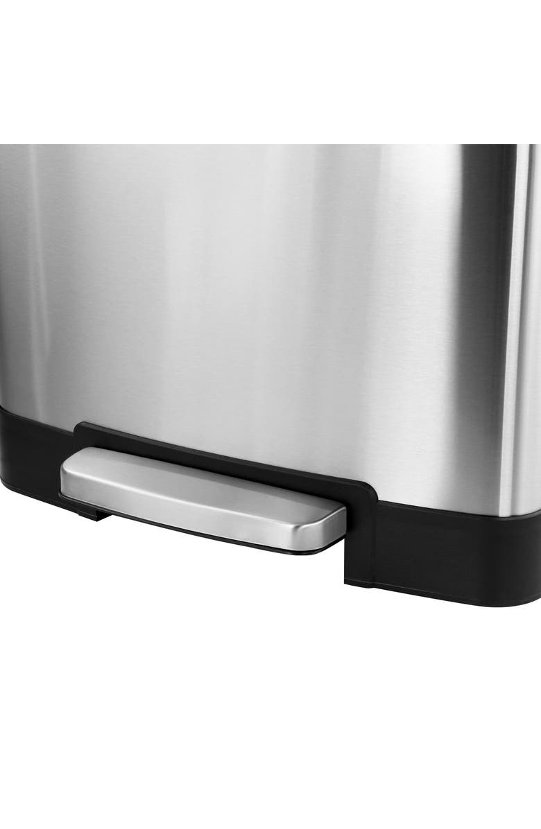 Elama 2 Compartment Large 10.6 Gallon Split Stainless Steel Step Trash Bin with Slow Close Mechanism, Alternate, color, Silver