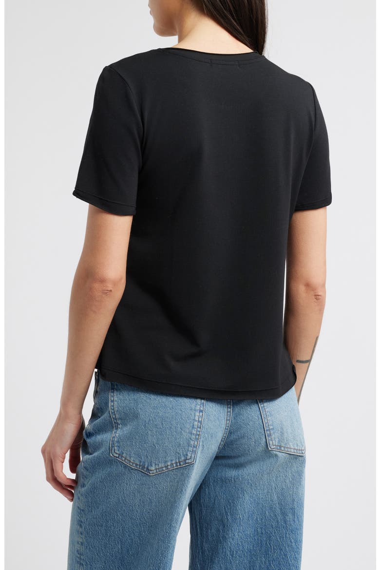 Twist Front Stretch Cotton Modal T-Shirt, Alternate, color, BLACK