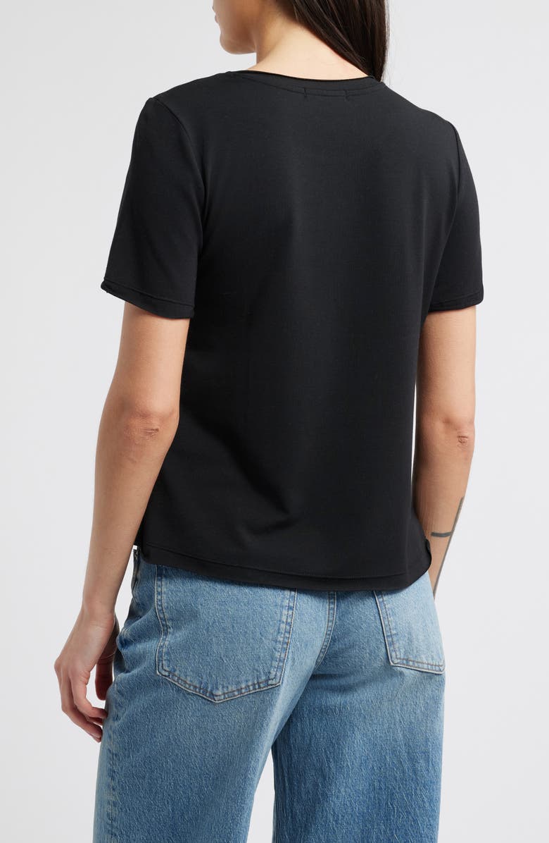 Wit & Wisdom Twist Front Stretch Cotton Modal T-Shirt, Alternate, color, Black