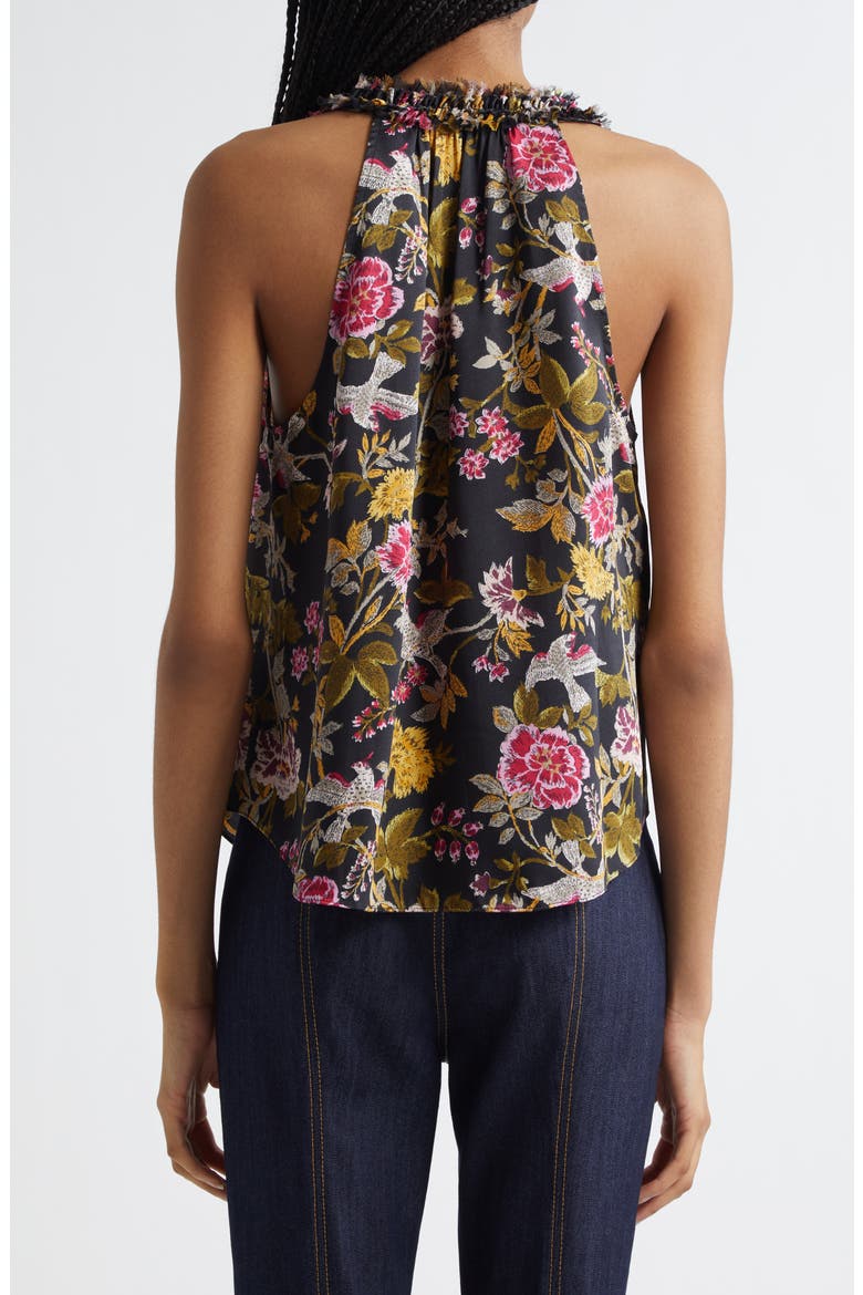 Hannah Jessie Floral Sleeveless Silk Top, Alternate, color, BLACK MULTI
