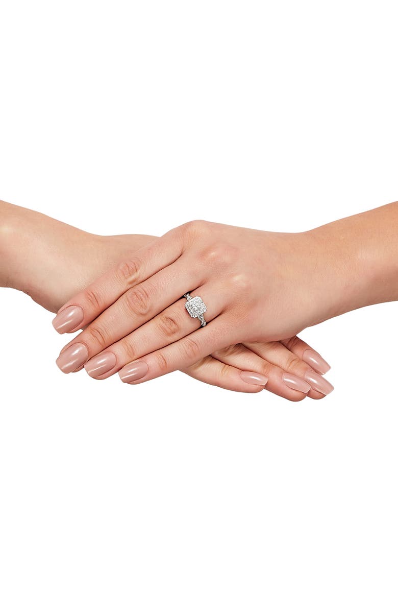 Frankie & Zoe Double Diamond Halo Ring, Alternate, color, White Gold