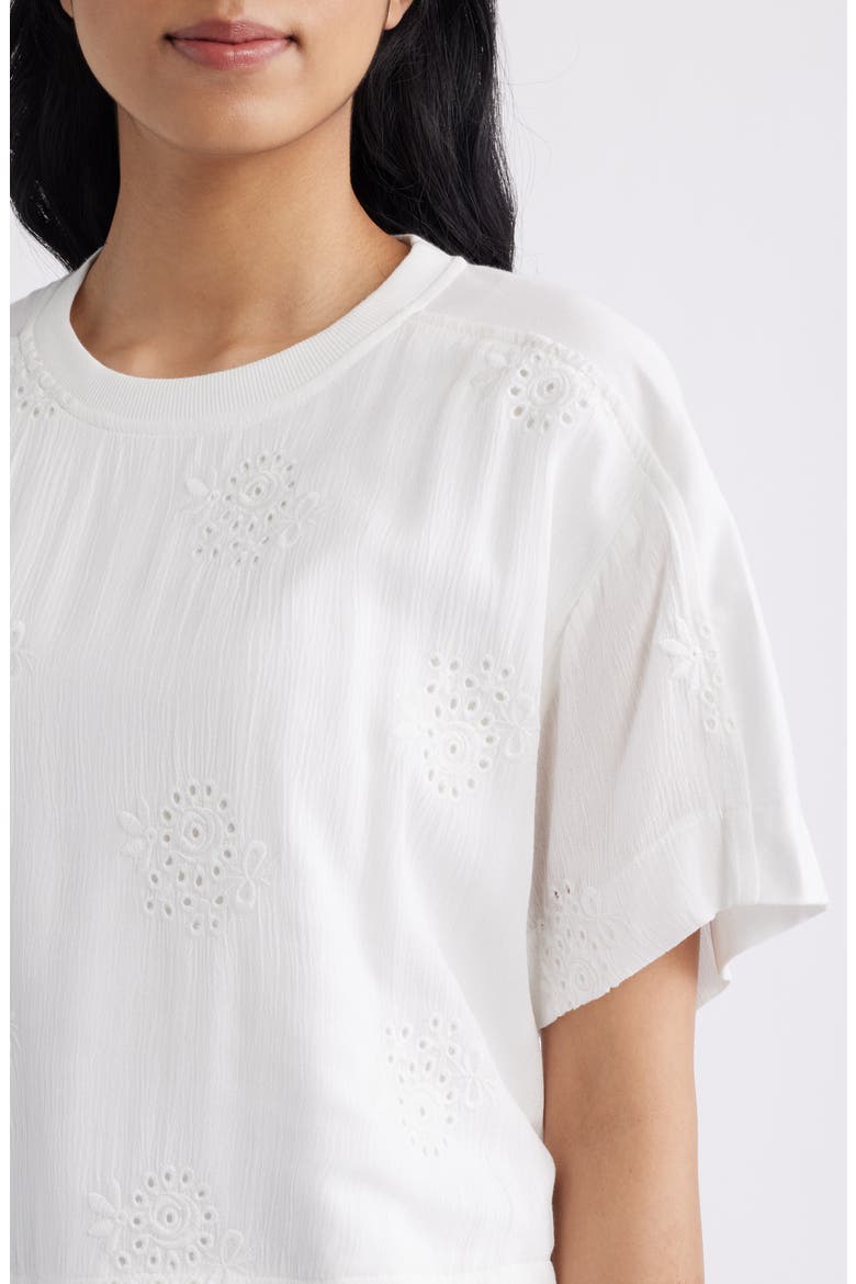 Eyelet Crop T-Shirt, Alternate, color, WHITE