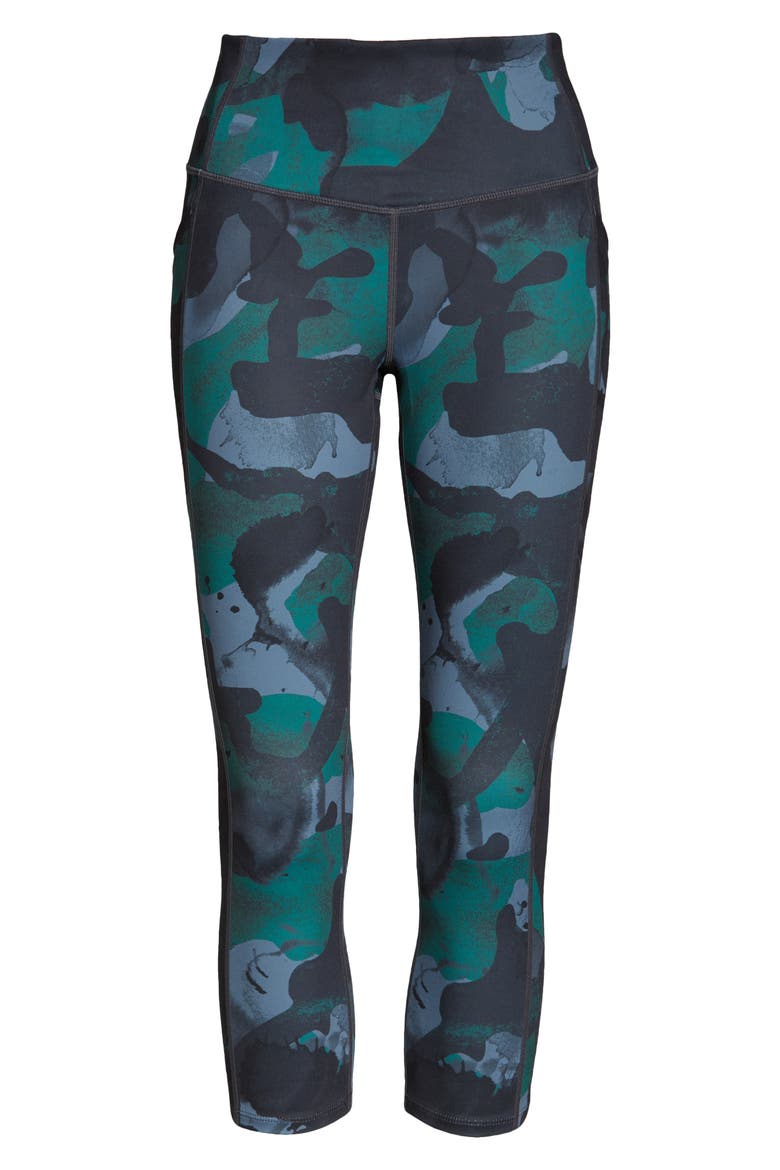 Live In Dot Print High Waist Pocket Crop Leggings, Alternate, color, GREY- GREEN SHANNO PRINT