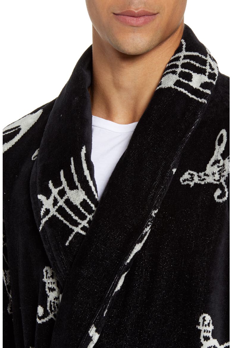 Terry Velour Robe, Alternate, color, BLACK