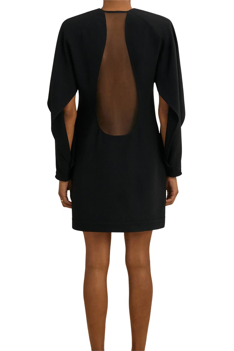 Lula Sheer Back Detail Long Sleeve Dress, Alternate, color, BLACK