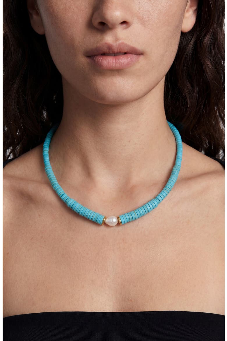 Chunky Turquoise Freshwater Pearl Necklace, Alternate, color, TURQUOISE/ WHITE