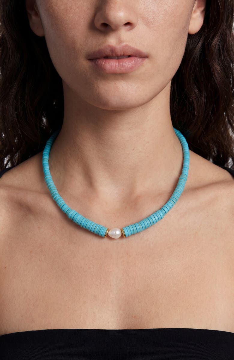 st. Moran Chunky Turquoise Necklace, Alternate, color, Turquoise/ White
