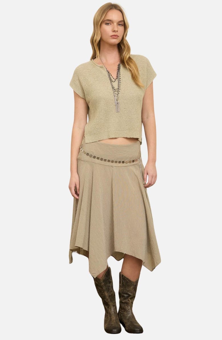 Blu Pepper Batwing Sleeve Split Neck Sweater, Alternate, color, Light Olive