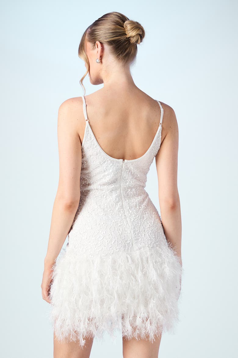 Embellished Feather Bridal Mini Dress, Alternate, color, Ivory