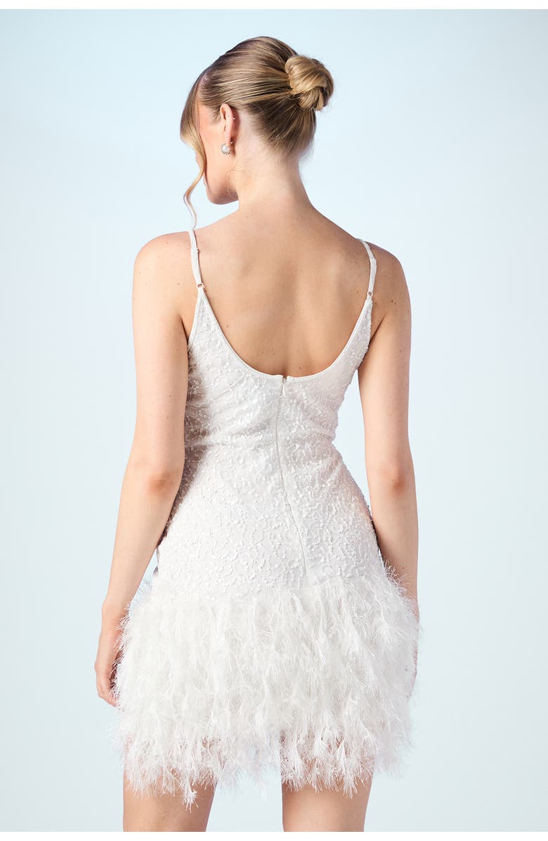Coast Embellished Feather Bridal Mini Dress, Alternate, color, Ivory