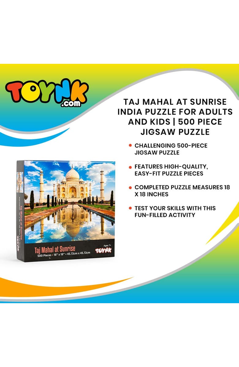 Toynk Taj Mahal At Sunrise India Puzzle For Adults And Kids | 500 Piece Jigsaw Puzzle, Alternate, color, Multi-Color
