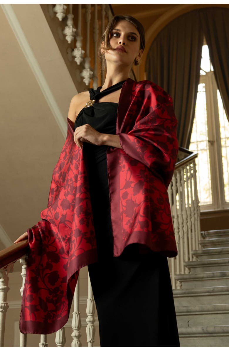 Elizabetta Regina - Silk Scarf Shawl for Women, Alternate, color, Ruby Red