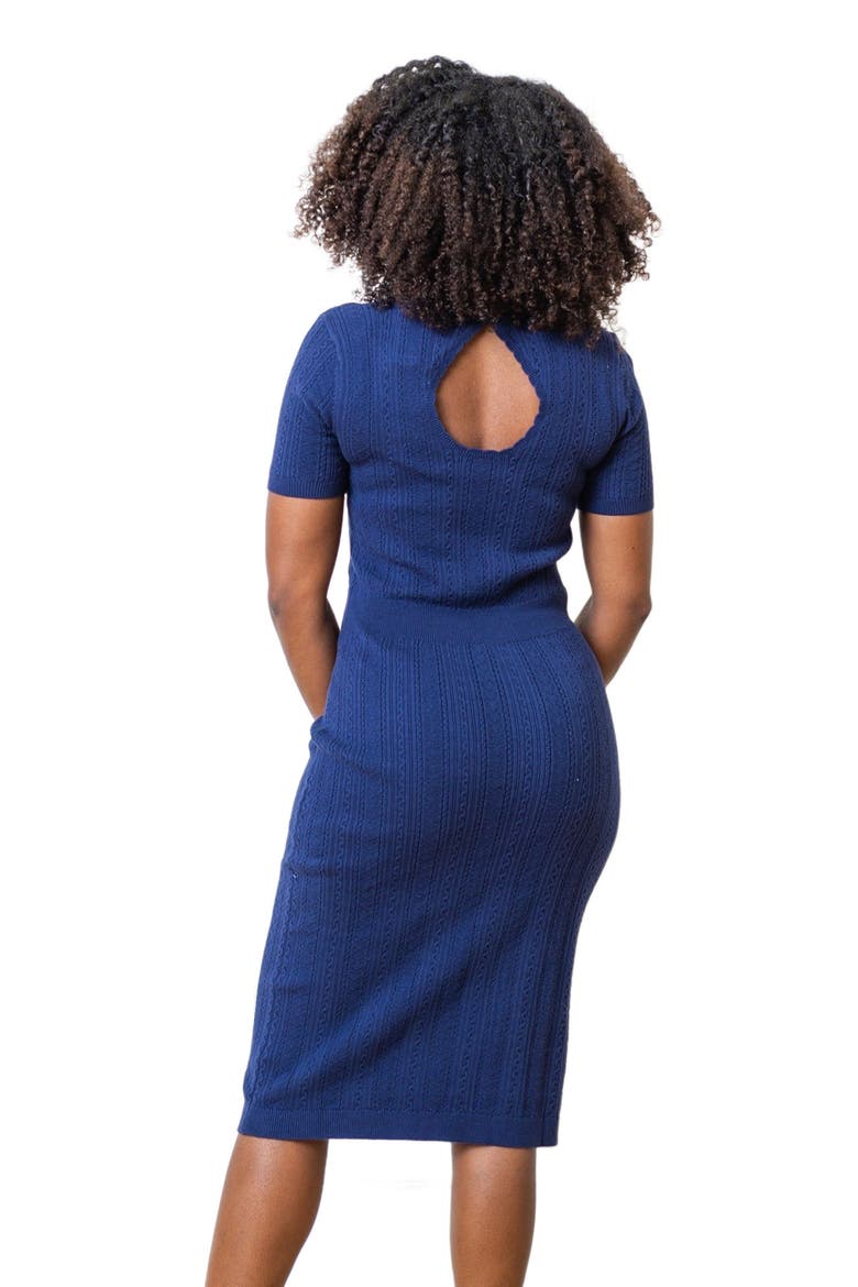 Women's Fitted Cable Sweater Dress, Alternate, color, Blue