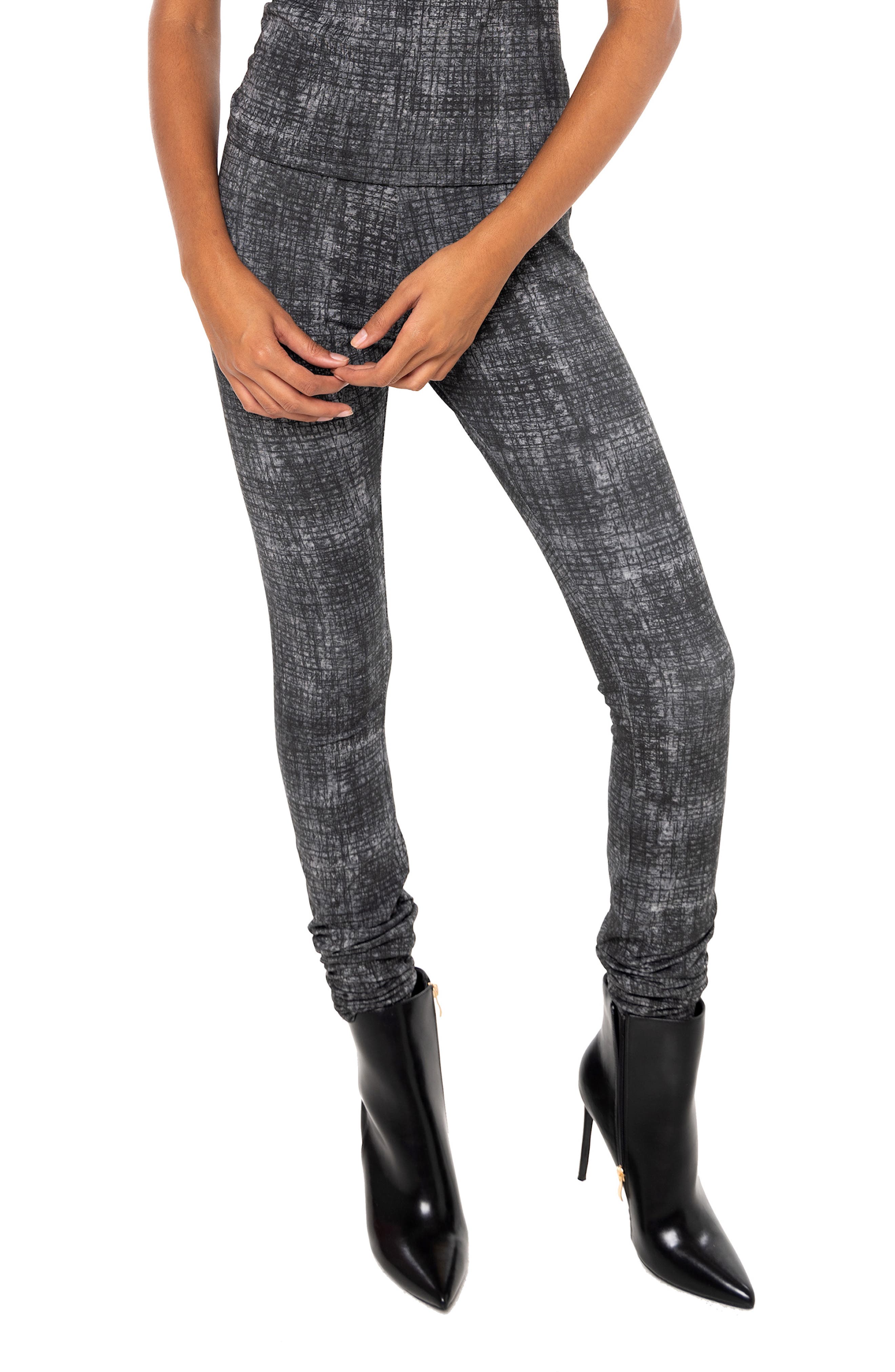 Dai Moda Legwarmer Stretch Cotton Leggings in Charcoal 