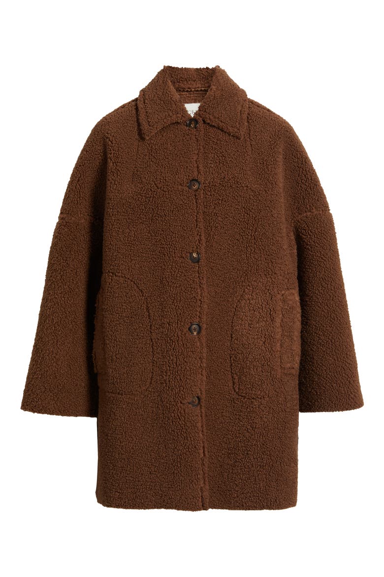 The Plush Teddy Fleece Car Coat, Alternate, color, CHOCOLATE